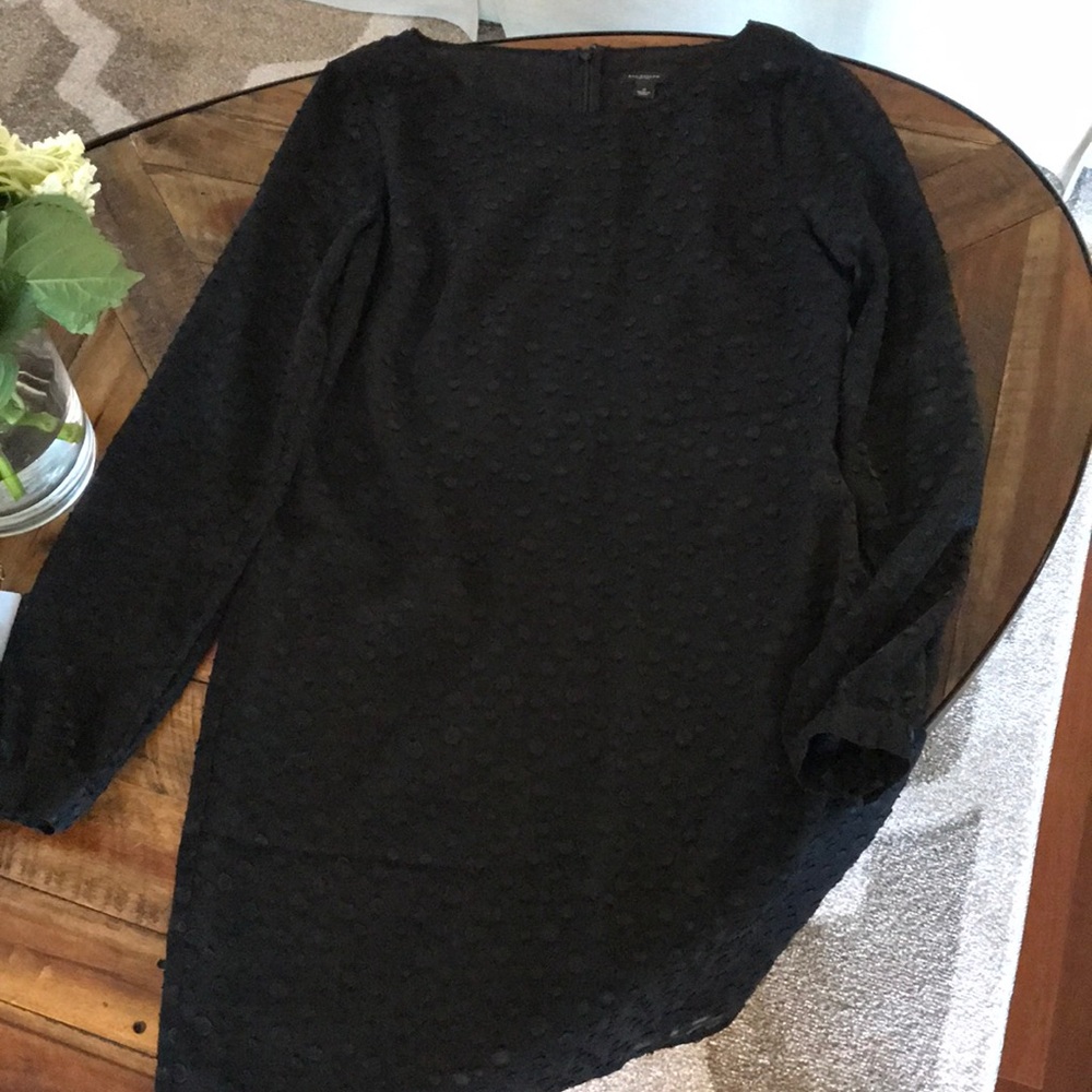 Ann Taylor Black Spotted Shear Arm Shirt Dress 2